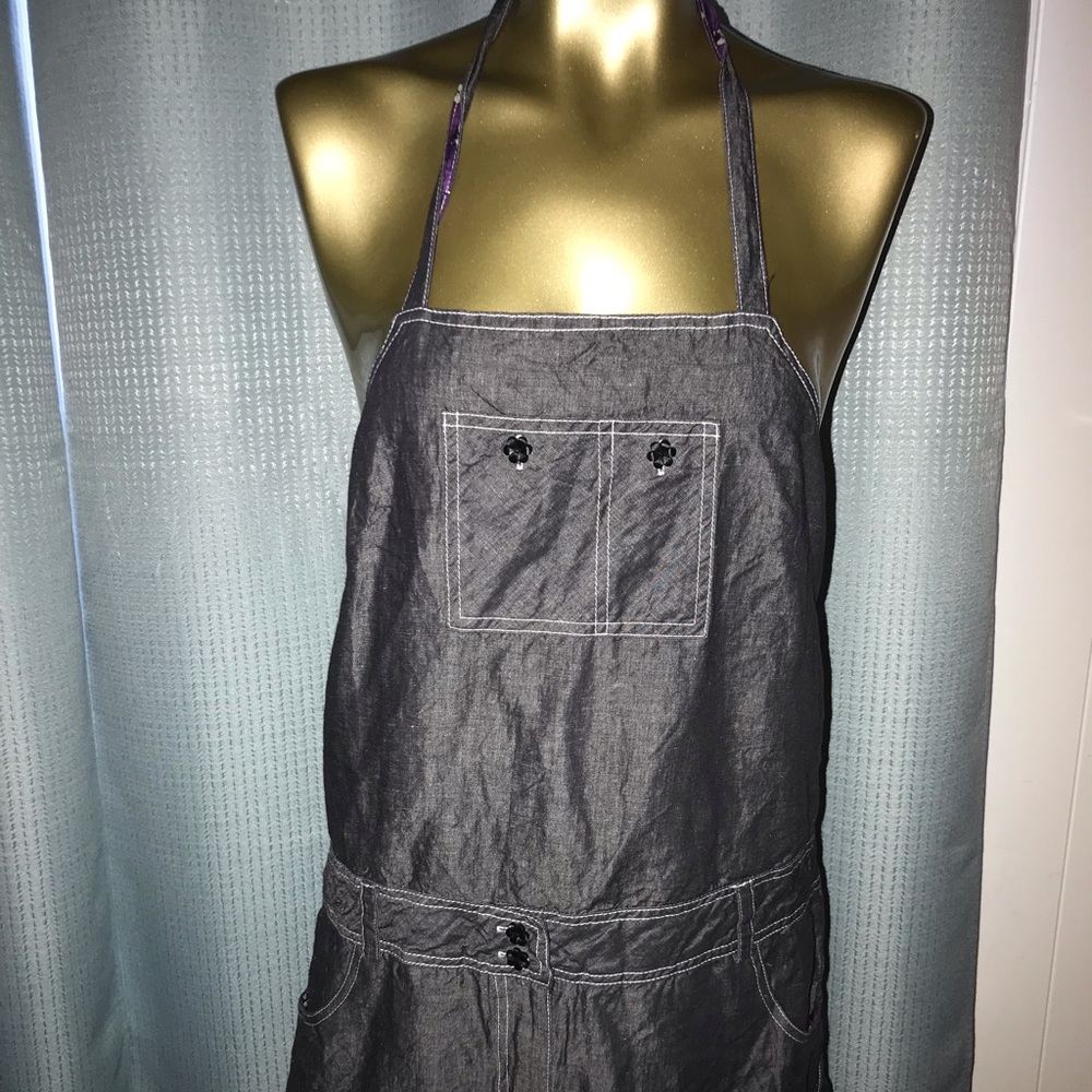 Anna Sui Black chambray halter dress